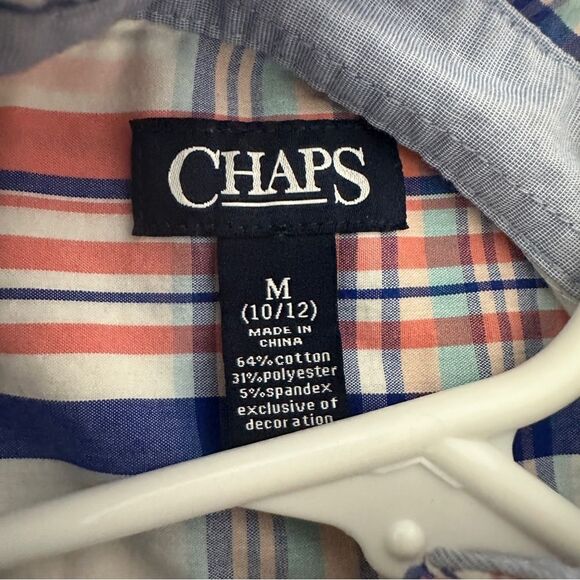 Chaps plaid button down long sleeved shirt size 10-12(M) - Picture 2 of 4